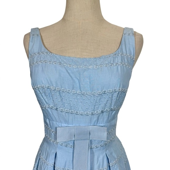 True Vintage Virginie De Paris Embroidered Bow Full Dress Fifties 1950s - Picture 2 of 6